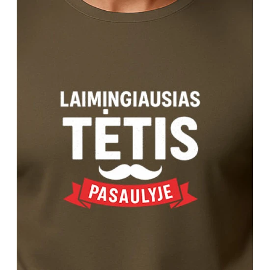 Chaki marškinėliai Laimingiausias tėtis (baltas) PK4006