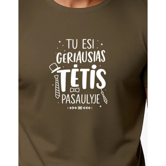 Vyriški chaki marškinėliai Geriausias tėtis (baltas) PK4002