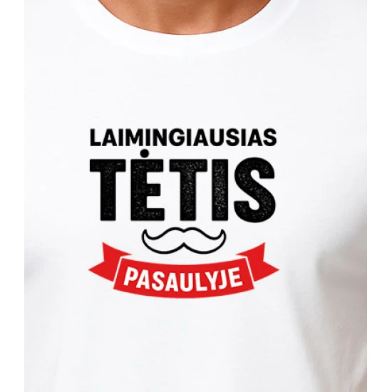 Balti marškinėliai Laimingiausias tėtis (juodas) PK4006