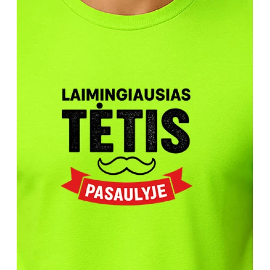 Neoniniai žali marškinėliai Laimingiausias tėtis (juodas) PK4006