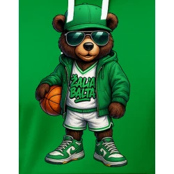 Vyriškas žalias džemperis su gobtuvu Žalia Balta kamuolys-džemperis