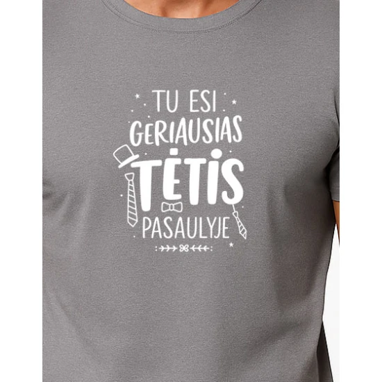 Vyriški pilki marškinėliai Geriausias tėtis (baltas) PK4002