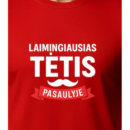 Raudoni marškinėliai Laimingiausias tėtis (baltas) PK4006