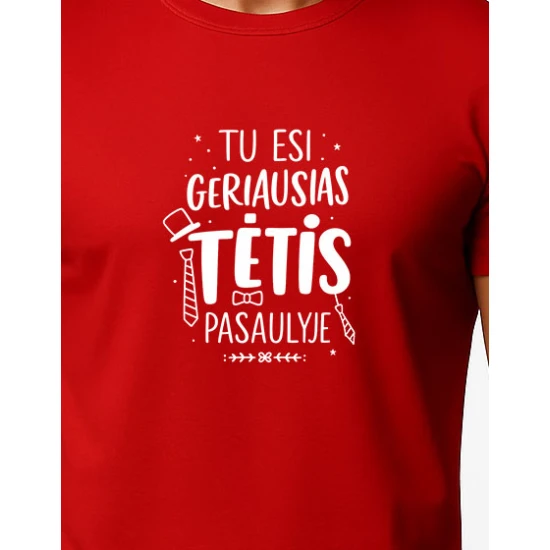 Vyriški raudoni marškinėliai Geriausias tėtis (baltas) PK4002