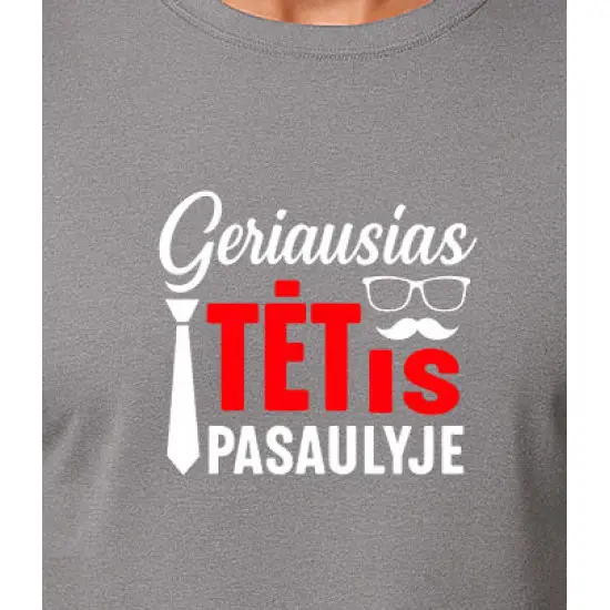 Pilki marškinėliai Geriausias tėtis pasaulyje (baltas) PK4007