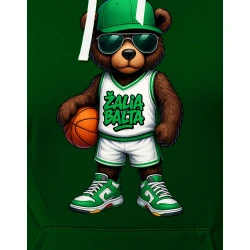 Vyriškas tamsiai žalias džemperis su gobtuvu Žalia Balta meškinas-kamuolys