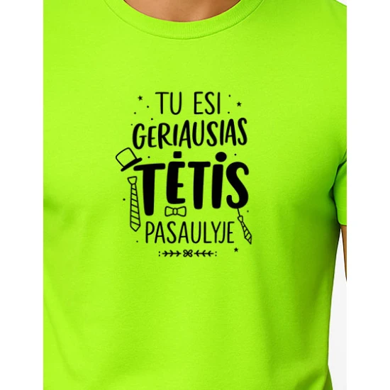 Vyriški neoniniai žali marškinėliai Geriausias tėtis (juodas) PK4002