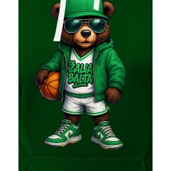 Vyriškas tamsiai žalias džemperis su gobtuvu Žalia Balta kamuolys-džemperis