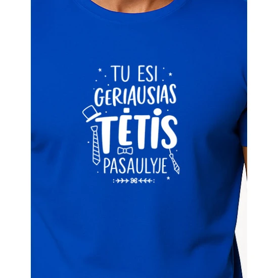 Vyriški mėlyni marškinėliai Geriausias tėtis (baltas) PK4002