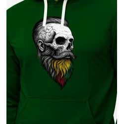 Tamsiai ža;lias džemperis su gobtuvu Kaukolė profilis