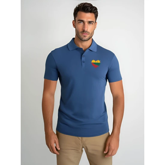 Vyriški mėlyni polo marškinėliai Širdis JS/8T80