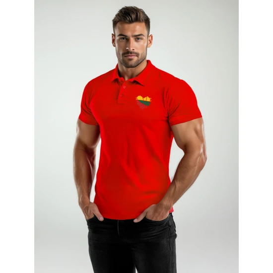 Vyriški raudoni polo marškinėliai Širdis JS/8T80