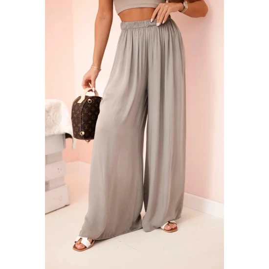 Moteriškos plačios pilkos spalvos kelnės Andi 31715