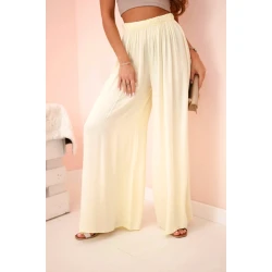 Moteriškos plačios geltonos spalvos kelnės Andi 