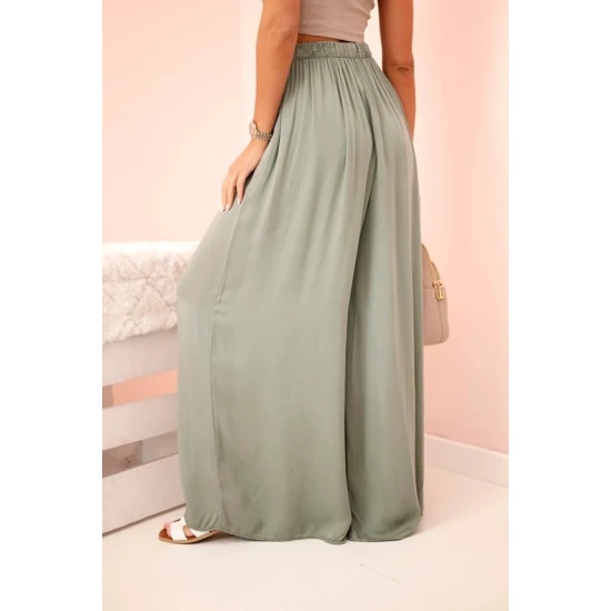 Moteriškos plačios chaki spalvos kelnės Andi 31719