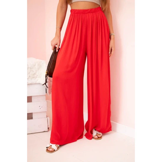 Moteriškos plačios raudonos spalvos kelnės Andi 32040