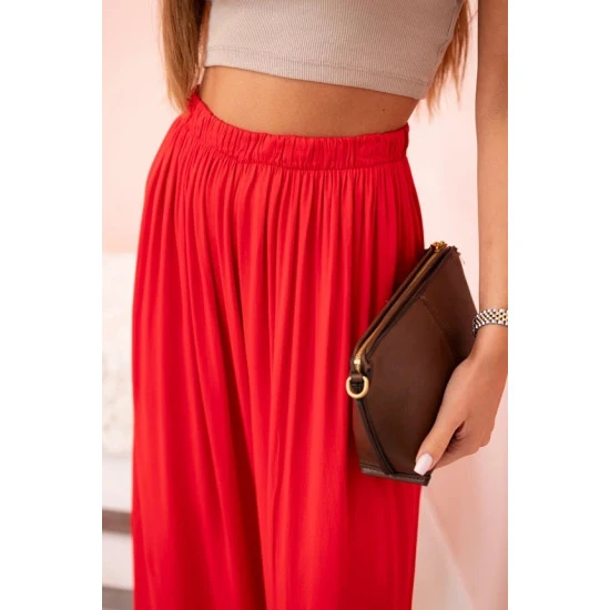 Moteriškos plačios raudonos spalvos kelnės Andi 32040