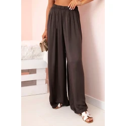 Moteriškos plačios rudos spalvos kelnės Andi 