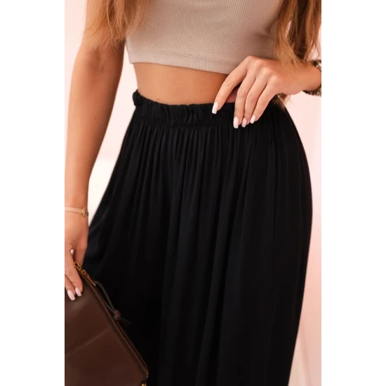 Moteriškos plačios juodos spalvos kelnės Andi 31799