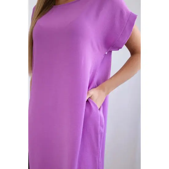 Violetinė suknelė su kišenėmis Safira 31129