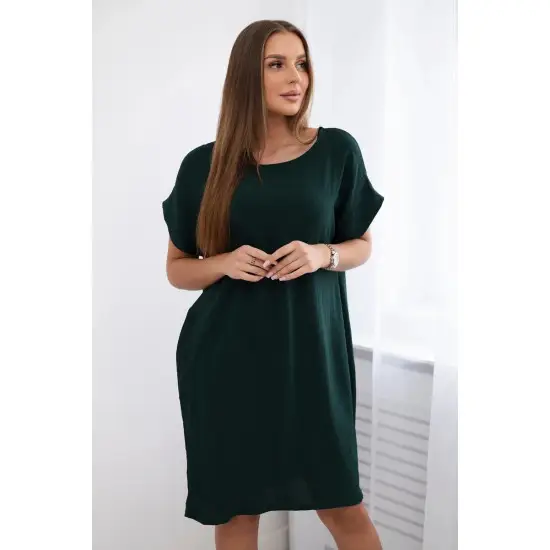 Tamsiai žalia suknelė su kišenėmis Safira 28468