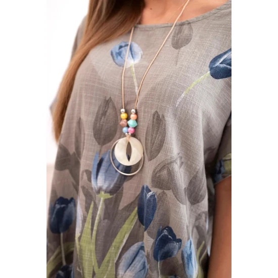 Moteriški pilki marškiniai su gėlėmis Limon 32100