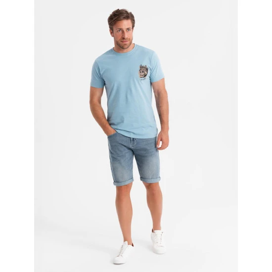 Vyriški šviesiai mėlyni džinsiniai šortai Ragat V1 OM-SRDS-0164