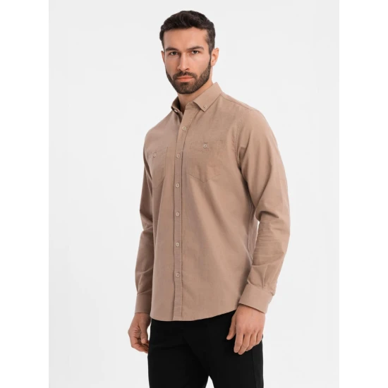 Vyriški šviesiai rudos spalvos marškiniai Arlas V7 OM-SHCS-0134
