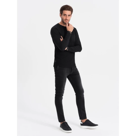 Vyriška juodi marškinėliai ilgomis rankovėmis Doug V4 OM-LSCL-0109