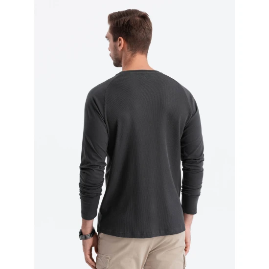 Vyriška tamsiai pilki marškinėliai ilgomis rankovėmis Doug V5 OM-LSCL-0109