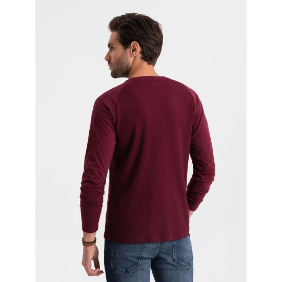 Vyriška bordo marškinėliai ilgomis rankovėmis Doug V6 OM-LSCL-0109