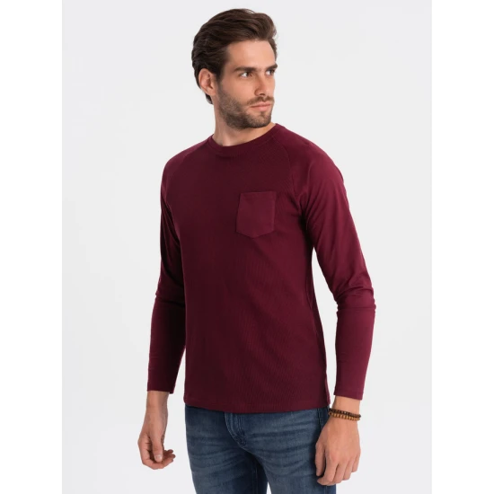 Vyriška bordo marškinėliai ilgomis rankovėmis Doug V6 OM-LSCL-0109