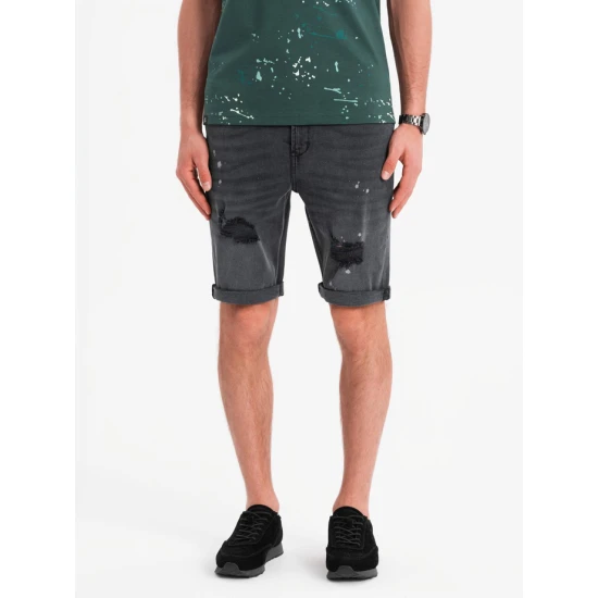 Vyriški tamsiai pilki džinsiai šortai Braco V3 OM-SRDS-0186