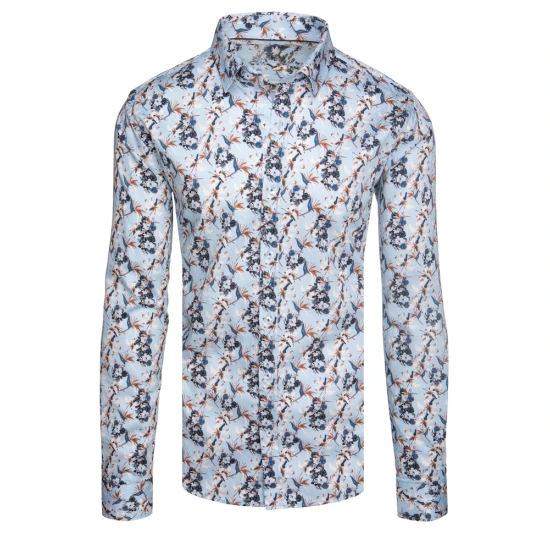 Vyriški mėlyni gėlėti marškiniai Ton DX2635