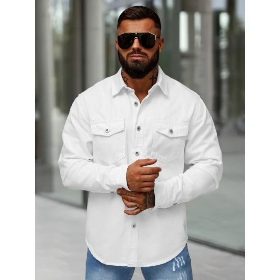 Vyriški baltos spalvos džinsiniai marškiniai Tol L/CA777/2