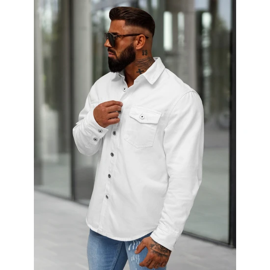 Vyriški baltos spalvos džinsiniai marškiniai Tol L/CA777/2