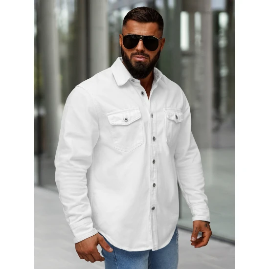 Vyriški baltos spalvos džinsiniai marškiniai Tol L/CA777/2