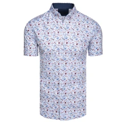 Vyriški baltos spalvos trumpomis rankovėmis marškiniai Tem