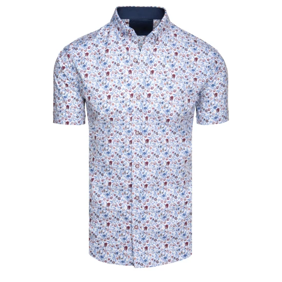 Vyriški baltos spalvos trumpomis rankovėmis marškiniai Tem KX1069