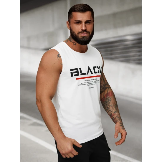 Baltos spalvos vyriški marškinėliai be rankovių Black JS/8B1712/1