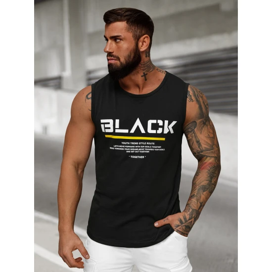 Juodos spalvos vyriški marškinėliai be rankovių Black JS/8B1712/3