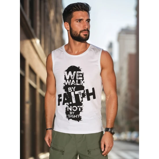 Vyriški balti marškinėliai be rankovių Faith RX5658