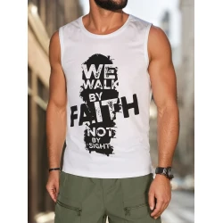 Vyriški balti marškinėliai be rankovių Faith