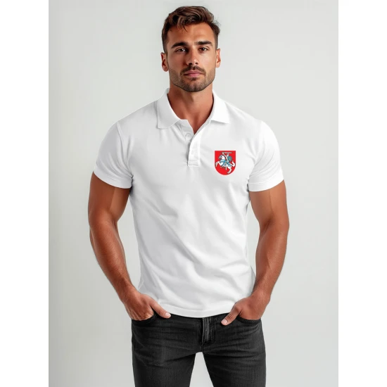 Vyriški balti polo marškinėliai Herbas JS/8T80