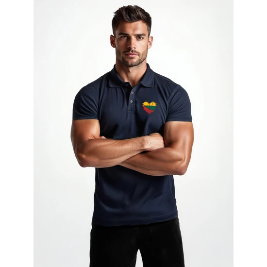 Vyriški tamsiai mėlyni polo marškinėliai Širdis JS/8T80