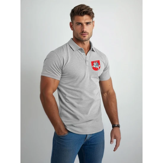 Vyriški pilki polo marškinėliai Herbas JS/8T80