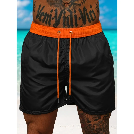 Vyriški šortai juodi/oranžiniai Renald Šortai | Bridžai