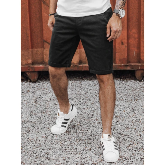 Vyriški juodos spalvos džinsiniai šortai Den SX2435