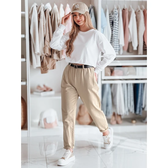 Moteriškos rusvos kelnės su diržu Tailandi UY2549