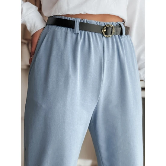 Moteriškos mėlynos kelnės su diržu Tailandi UY2550